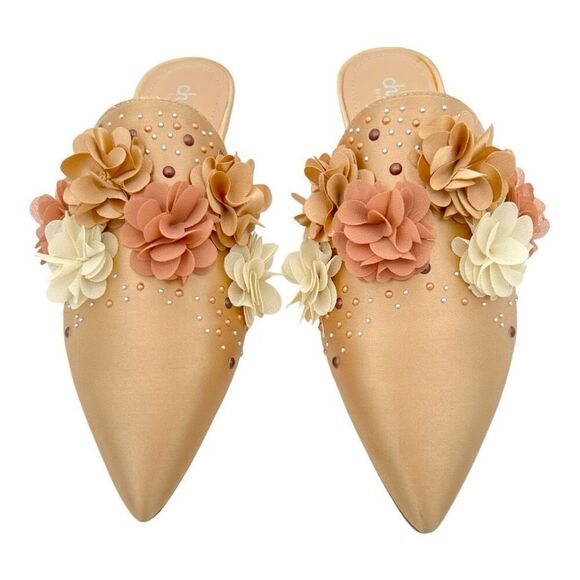 Charles by Charles Womens David Wesley Pointed Toe Flat Mules Beige Tan Size 5 - Picture 2 of 6